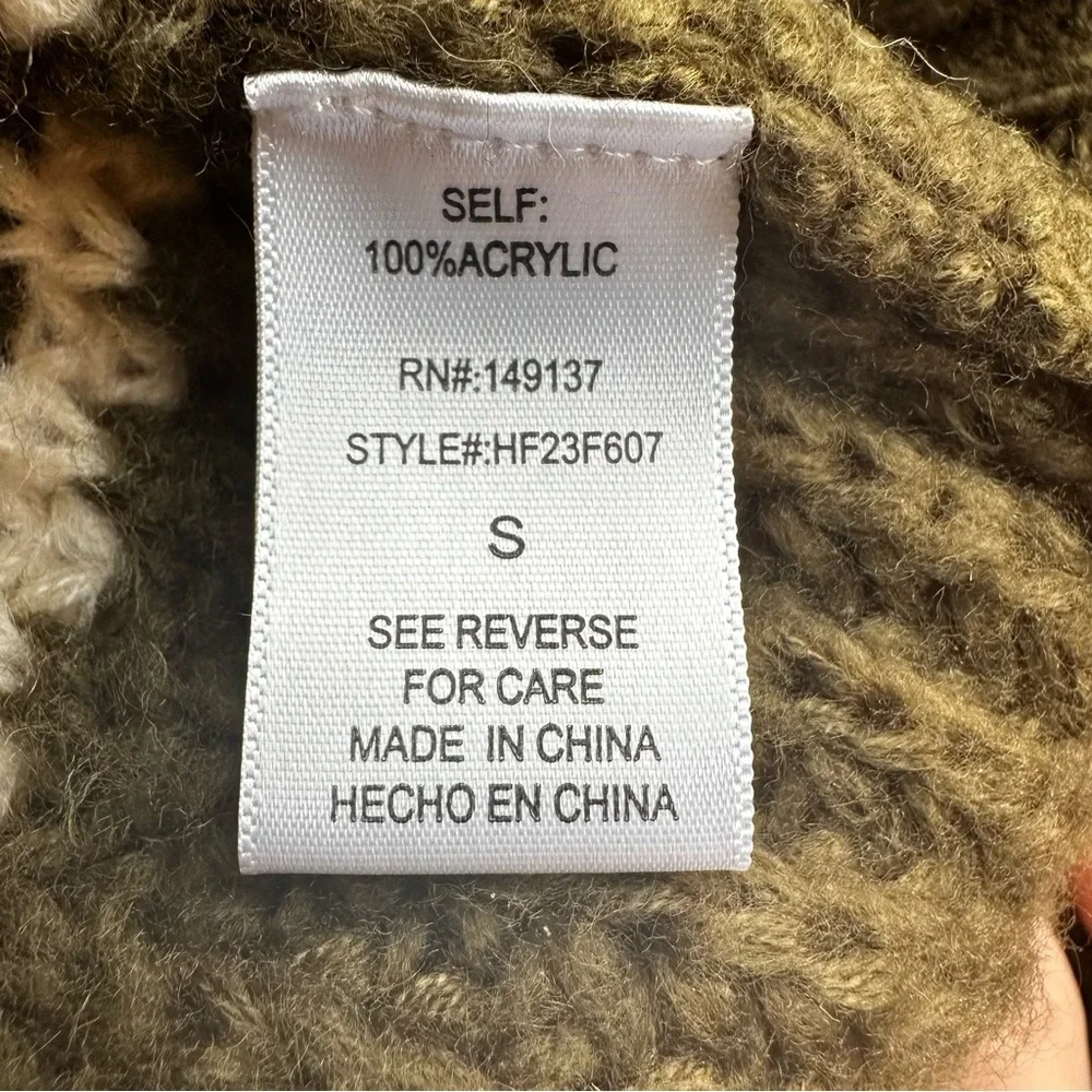 Grampa Core Oversized Slouchy Olive White Striped Sweater sz S‎